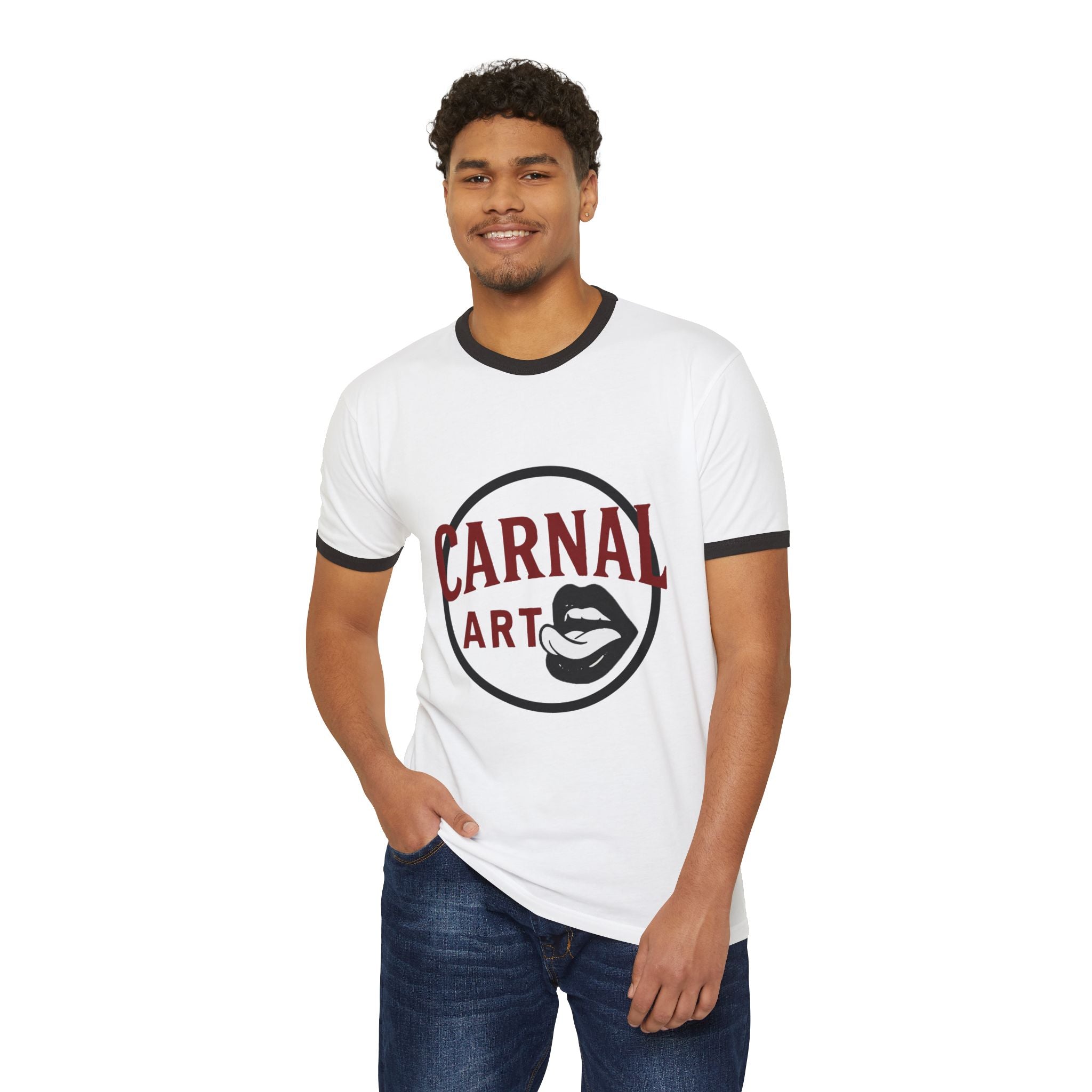 Unisex Cotton  Carnal Arts Studio Logo Ringer T-Shirt