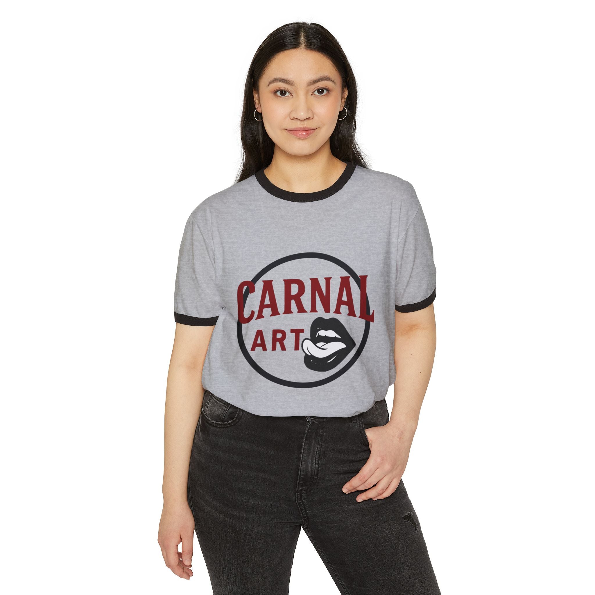 Unisex Cotton  Carnal Arts Studio Logo Ringer T-Shirt