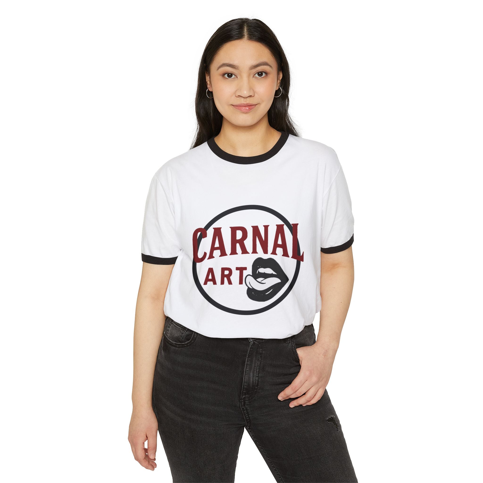 Unisex Cotton  Carnal Arts Studio Logo Ringer T-Shirt